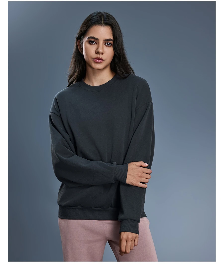 Oversized women's crewneck sweatshirt with ribbed cuffs and hem-iron gray
