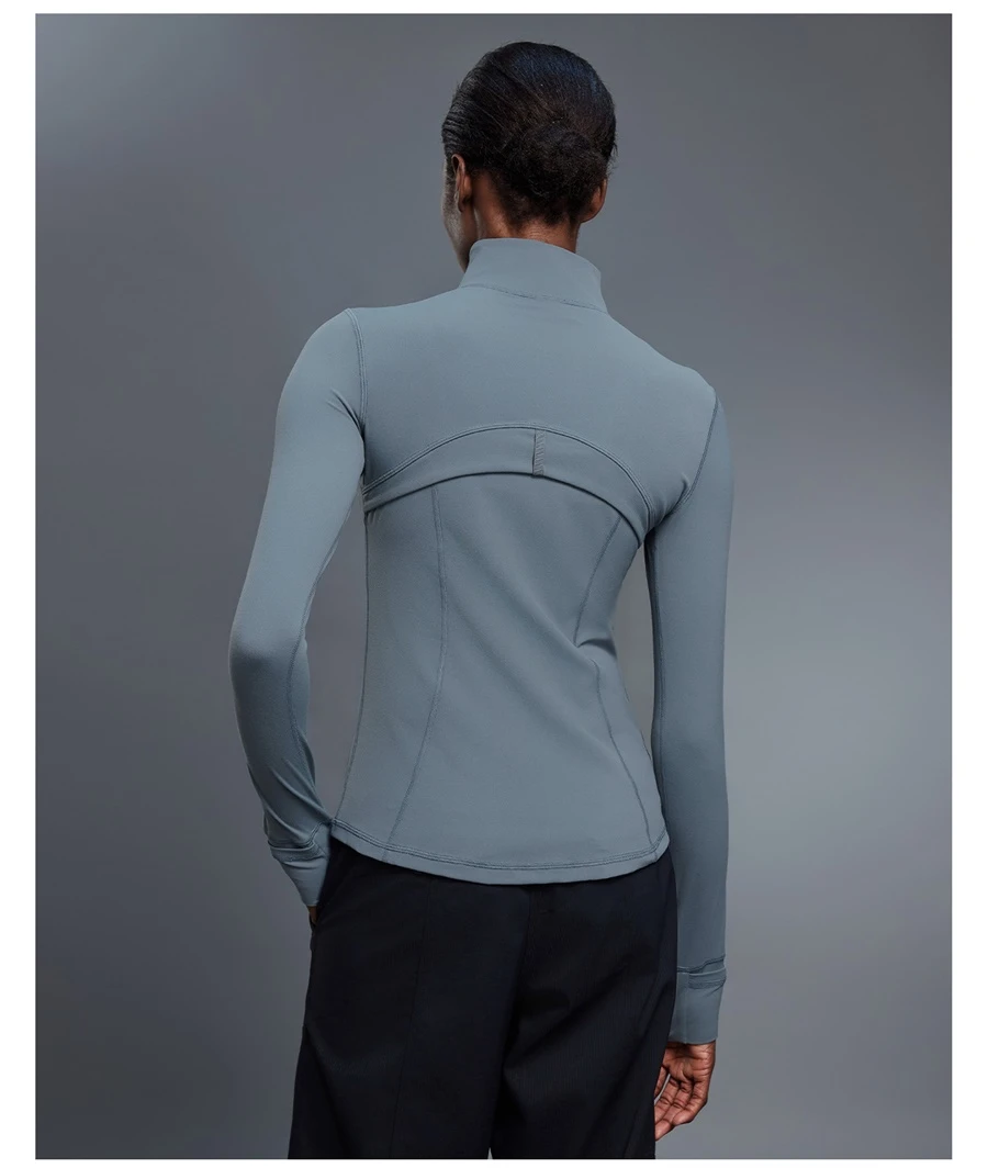 Women's running jacket made from four way stretch nylon spandex fabric-blue