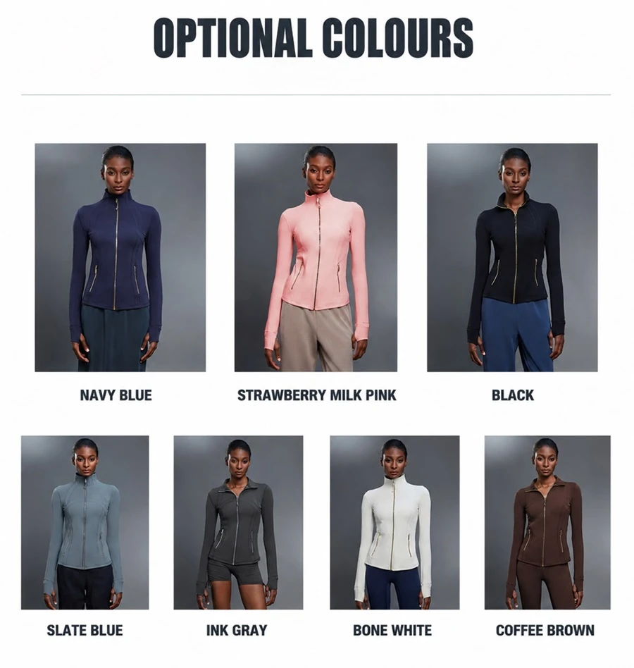 Women's slim fit yoga jacket with long sleeves for running and outdoor training-optional colors