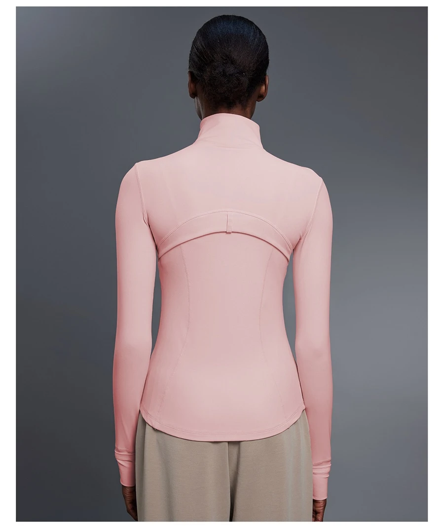 Women's running jacket made from four way stretch nylon spandex fabric-pink