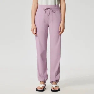 Women's wide leg workout pants with adjustable drawstring hem