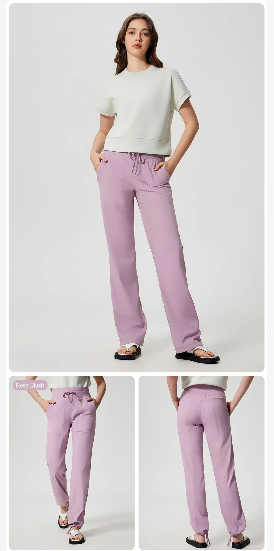 Women's casual workout pants with angled side pockets