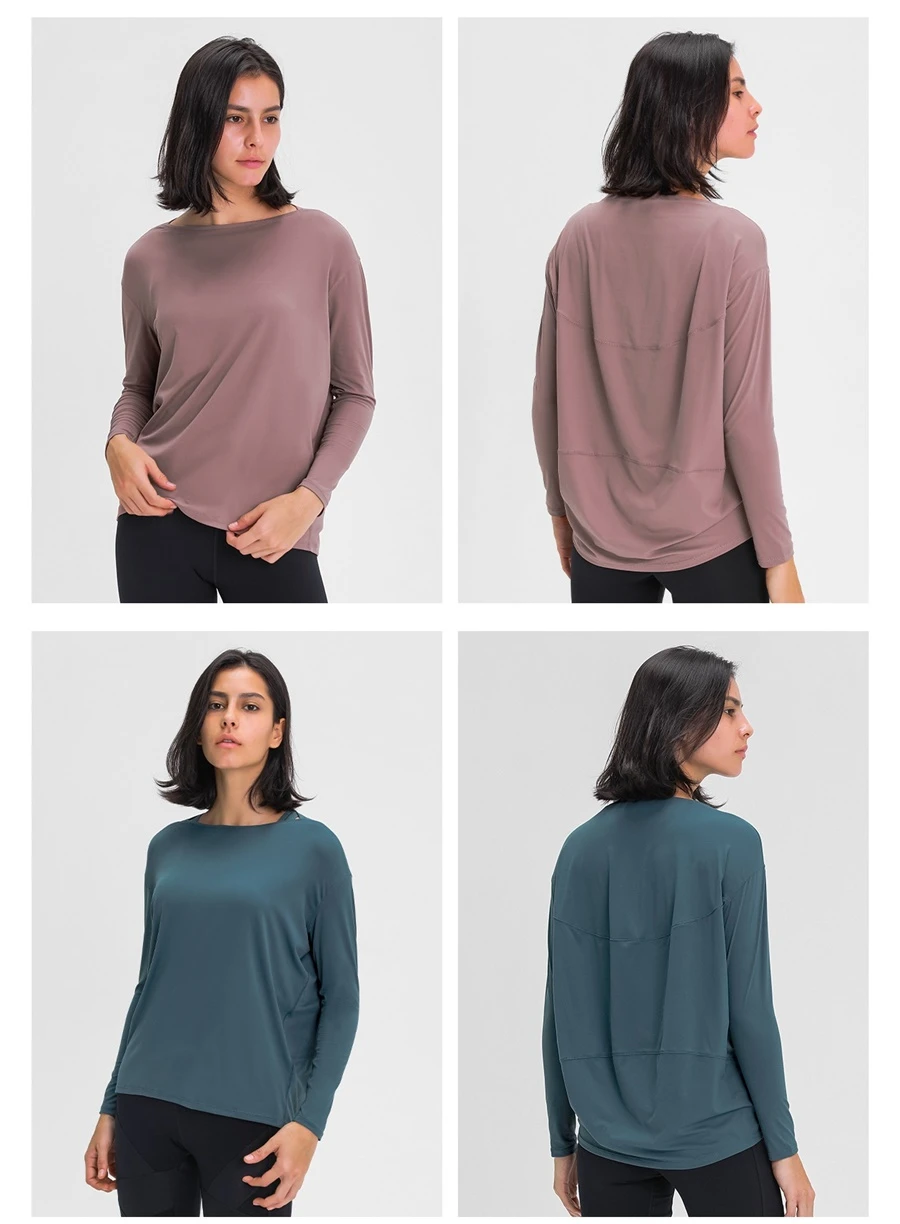 Soft double sided brushed nylon spandex activewear top for women