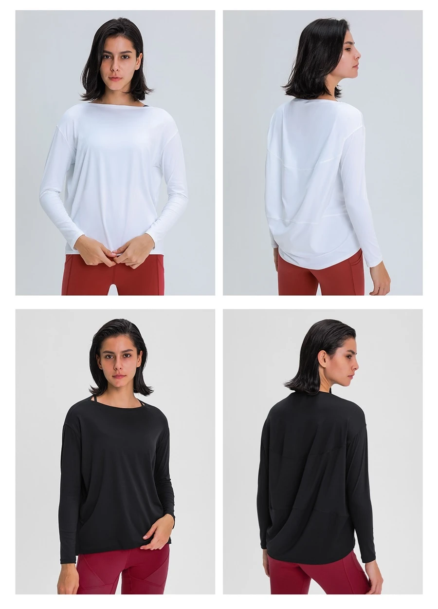 Soft double sided brushed nylon spandex activewear top for women