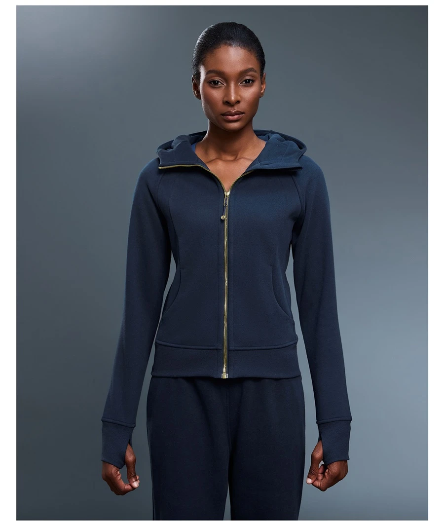 Slim fit women's winter activewear jacket with detachable zipper pull