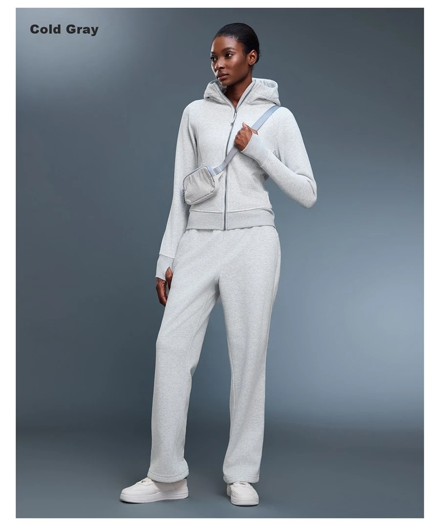 Women's warm fleece workout jacket with structured collar and slim fit-cold gray