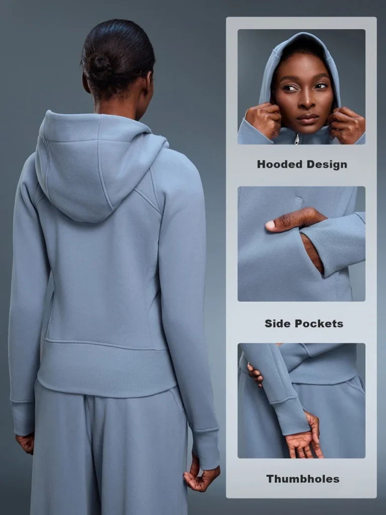 Women's slim fit fleece zip up yoga jacket for winter workouts-key features