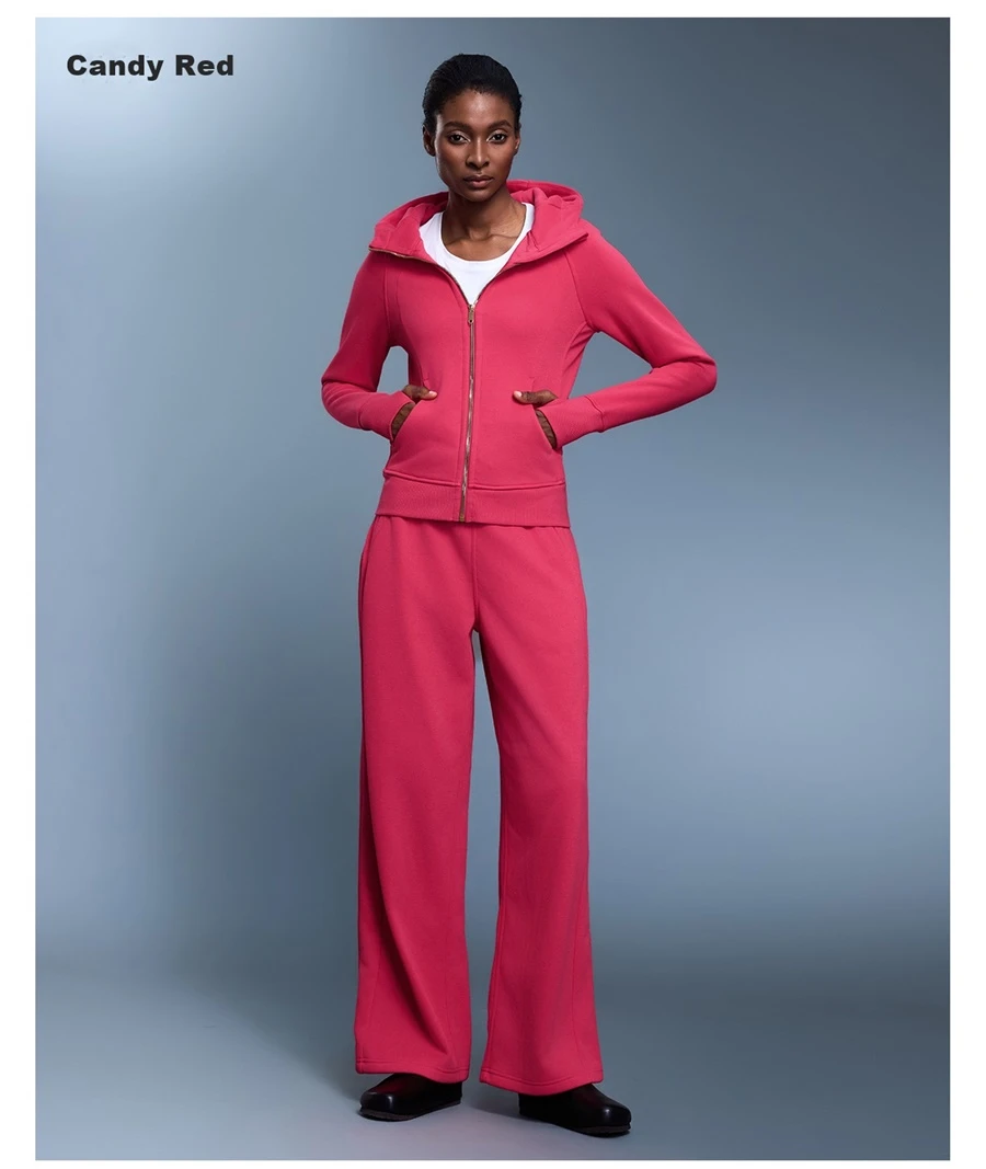 Women's warm fleece workout jacket with structured collar and slim fit-candy red