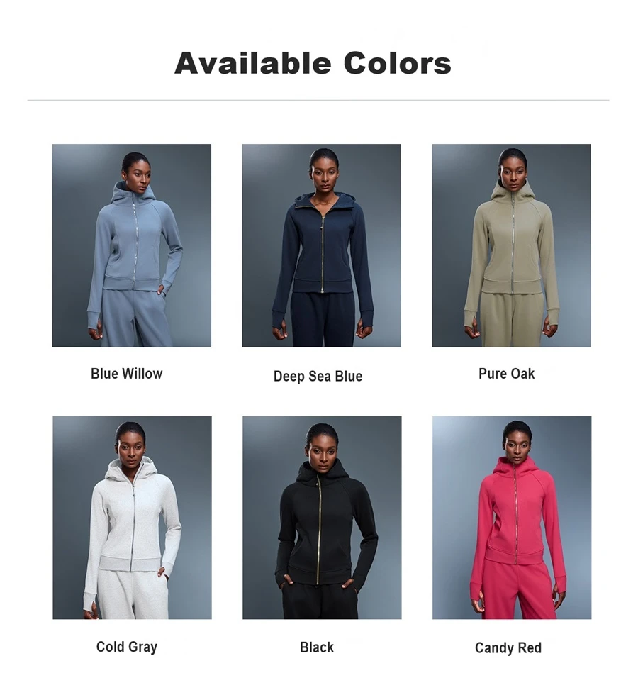 Women's slim fit fleece zip up yoga jacket for winter workouts-available colors