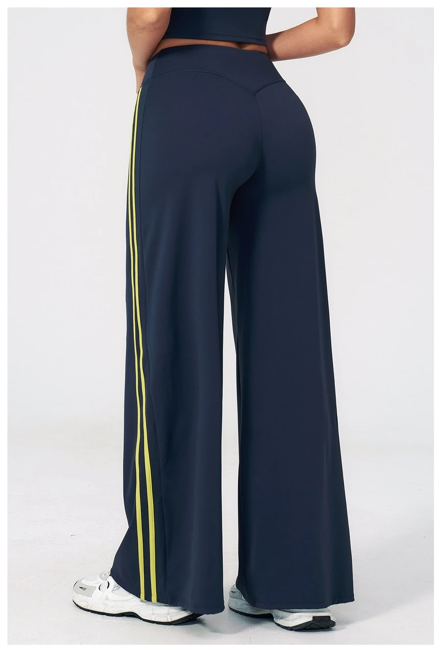 Back View for Women's High Waist Flare Yoga Pants- navy Color