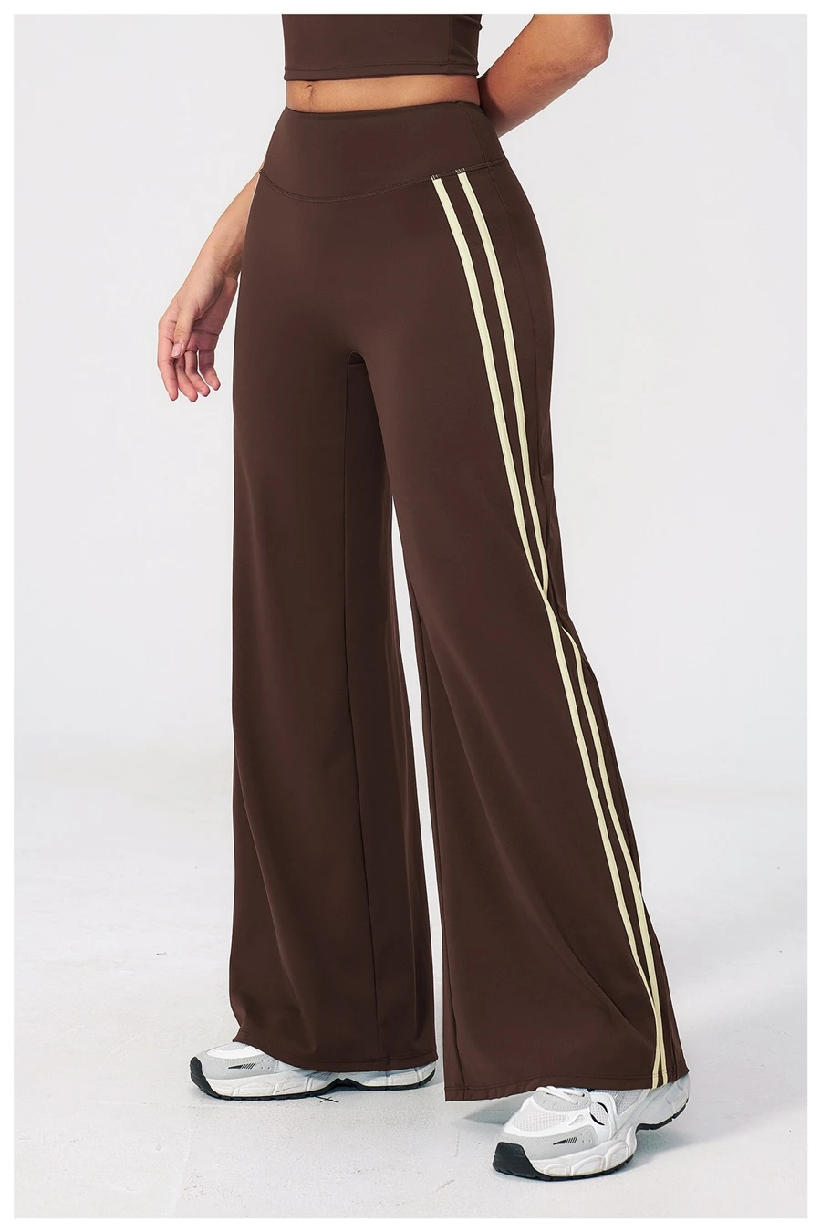 Side View for Women's High Waist Flare Yoga Pants- Coffee