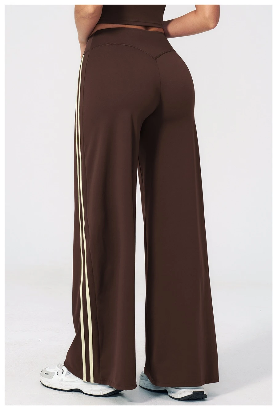 Back View for Women's High Waist Flare Yoga Pants- coffee Color