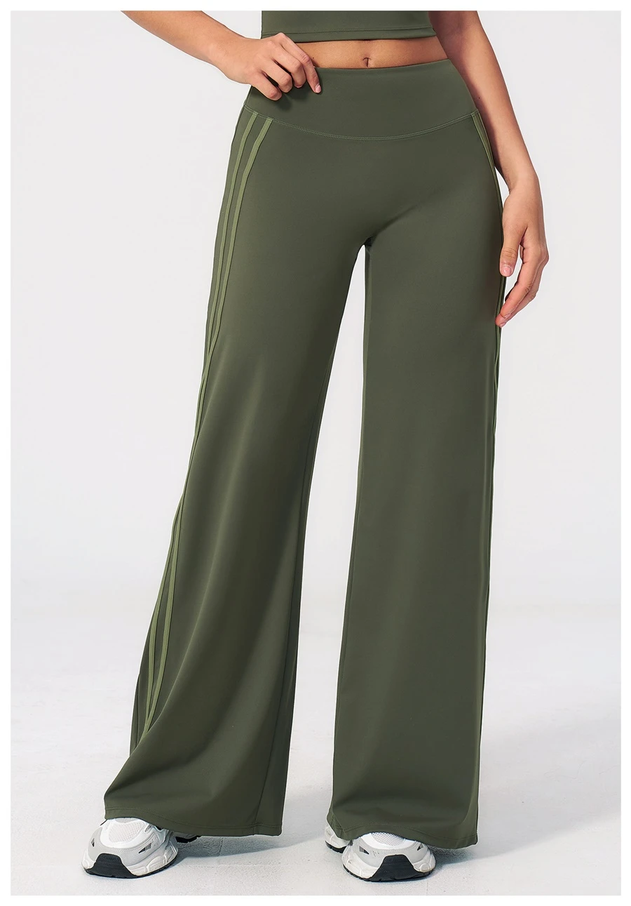 Front View for Women's High Waist Flare Yoga Pants- Moss Green Color