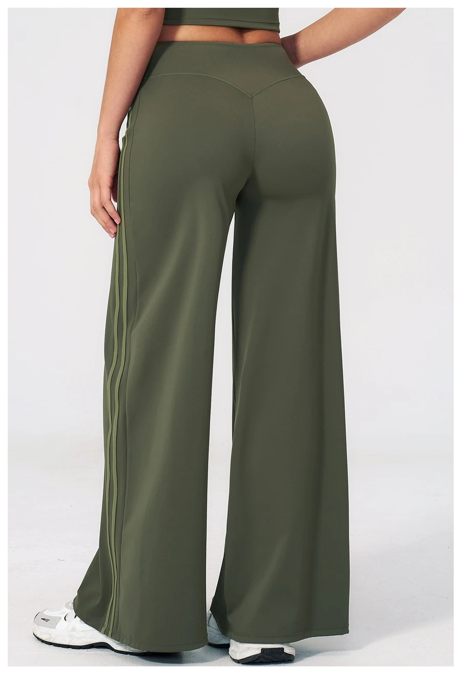 Back View for Women's High Waist Flare Yoga Pants- Moss Green Color