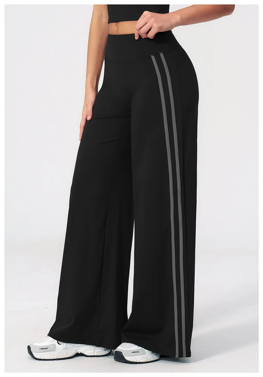 Side View for Women's High Waist Flare Yoga Pants- Black Color