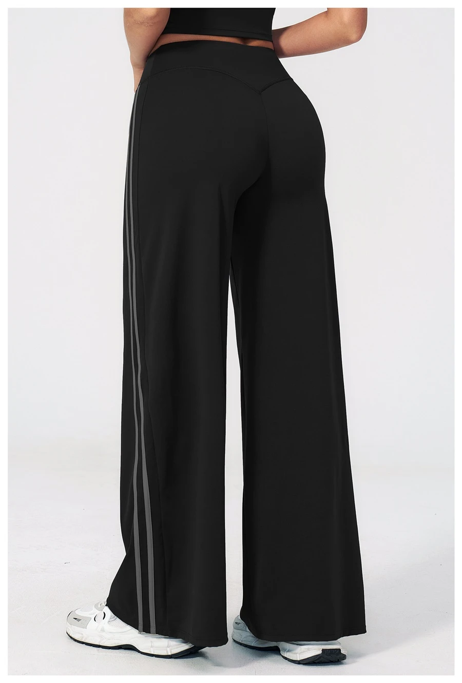 Back View for Women's High Waist Flare Yoga Pants- Black Color
