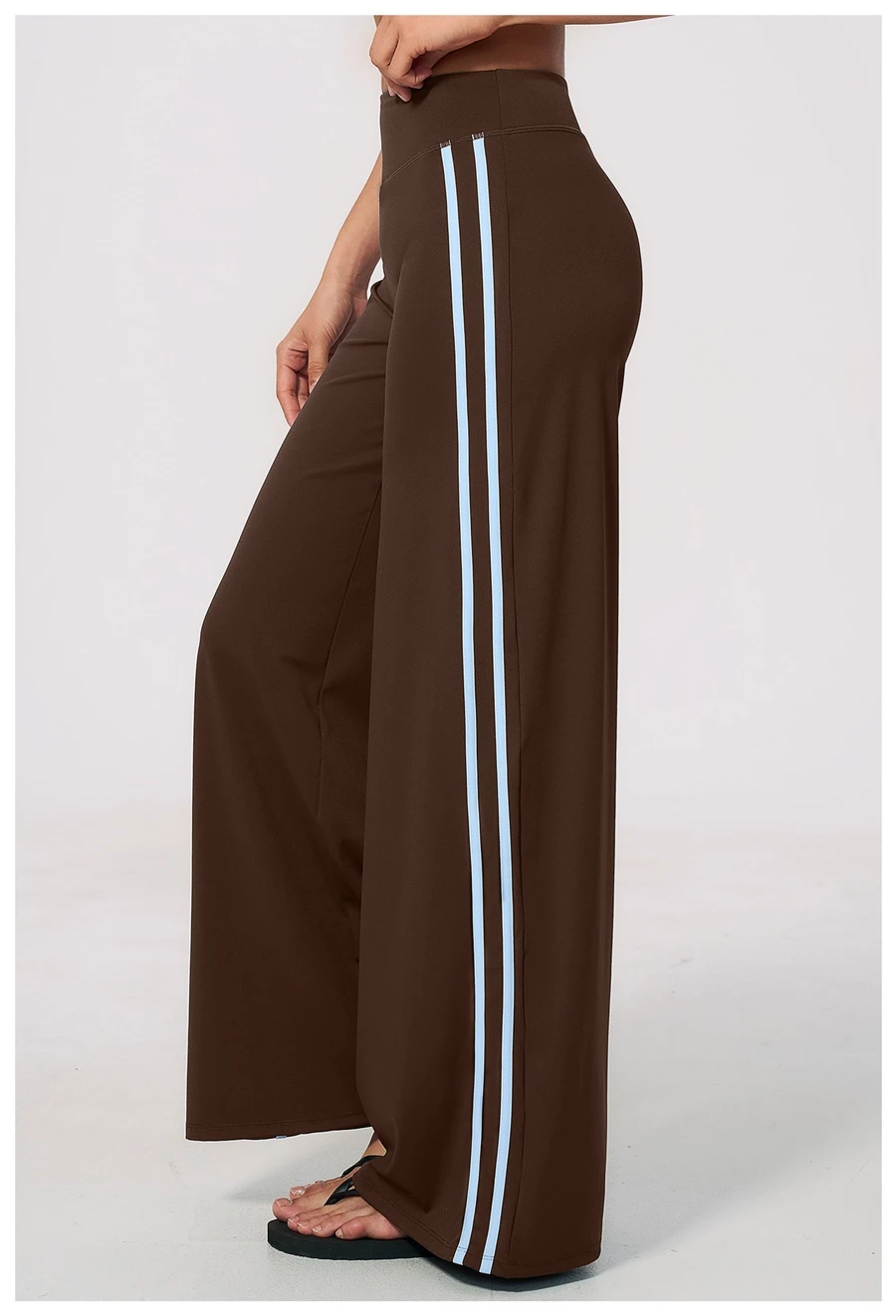 Side View for Women's High Waist Flare Yoga Pants- Dark Coffee Color