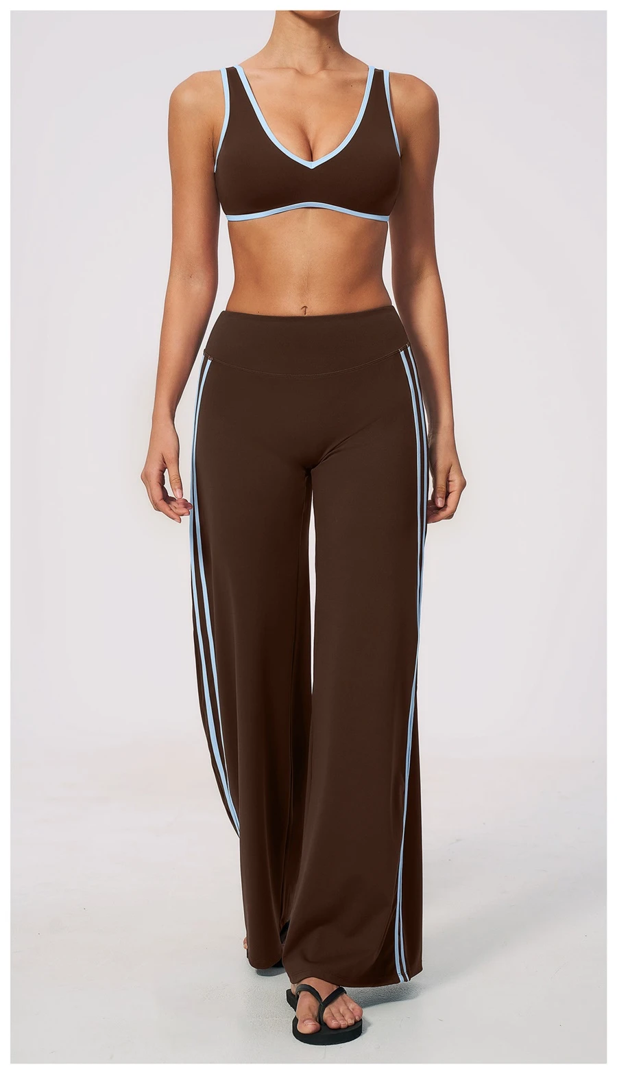 Front View for Women's High Waist Flare Yoga Pants- Dark Coffee Color