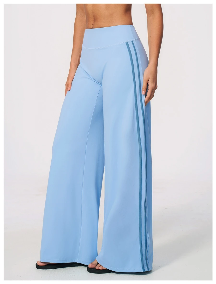 Front View for Women's High Waist Flare Yoga Pants- Light Blue Color