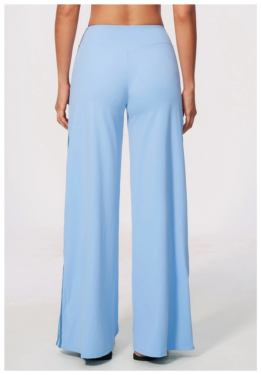 Back View for Women's High Waist Flare Yoga Pants- Light Blue Color