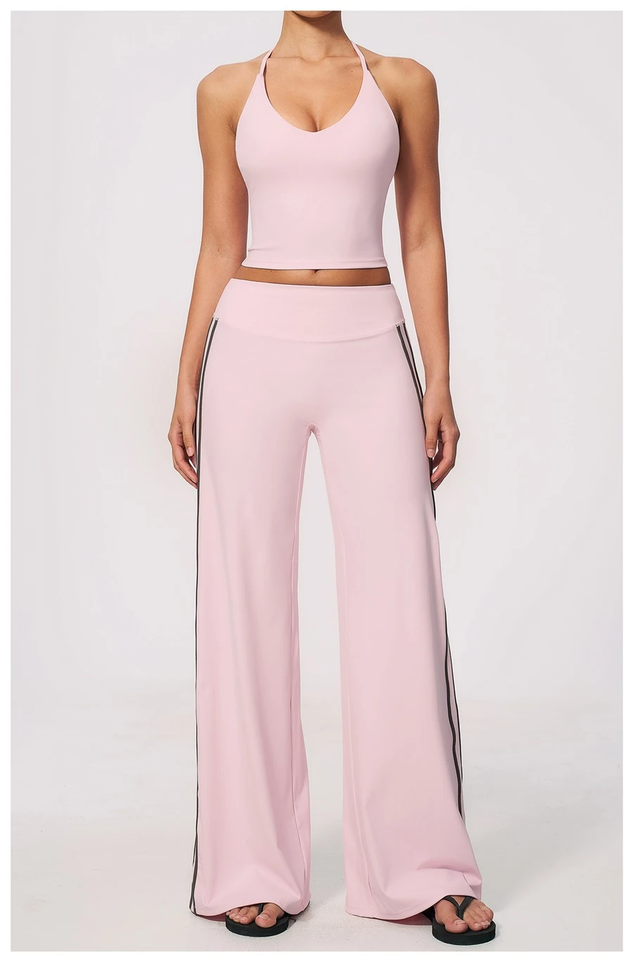 Front View for Women's High Waist Flare Yoga Pants- Pink Color
