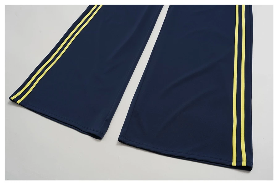 Color block flare workout pants with contrasting side panel design