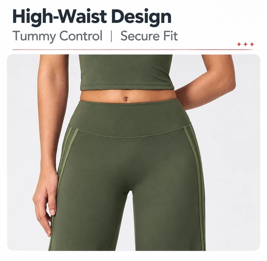 Women's high waist flare yoga pants with tummy control waistband