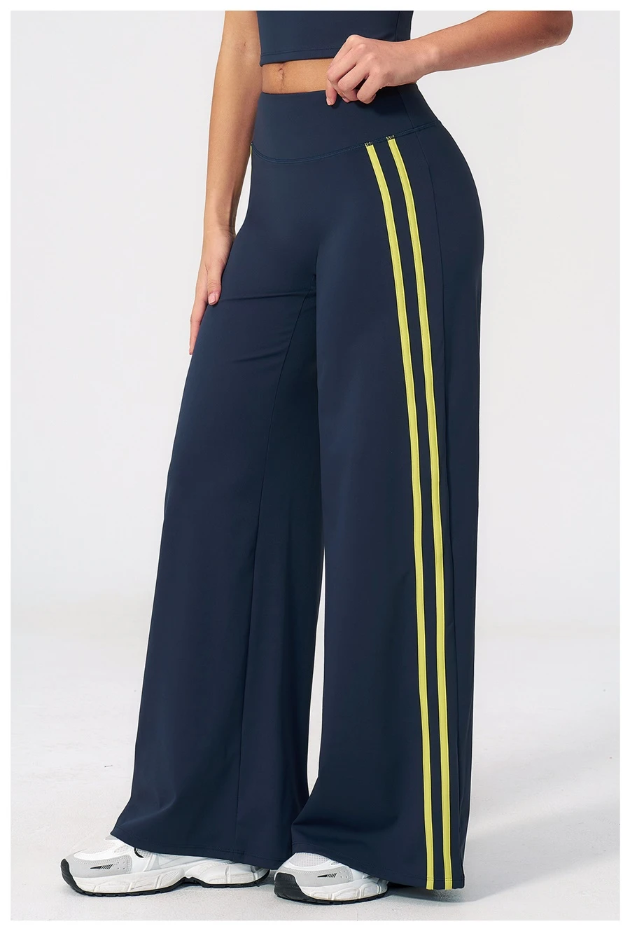 Side View for Women's High Waist Flare Yoga Pants- navy Color