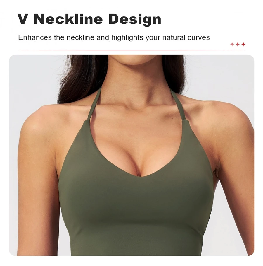 Women's V-neck workout tank top with flattering neckline