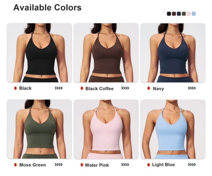 Women's V-neck yoga tank top with removable pads and custom logo-available colors