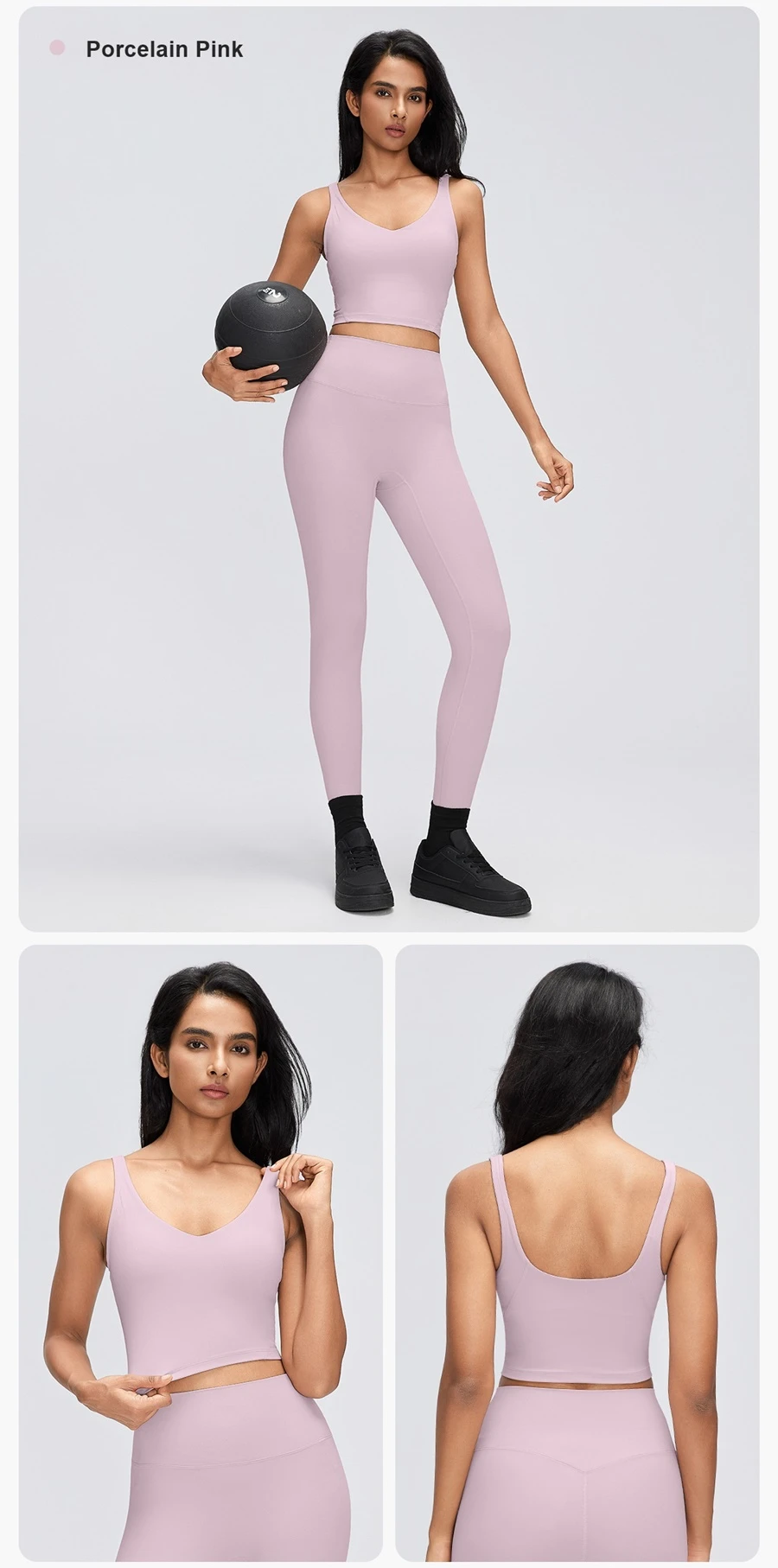 Women's breathable U-back sports bra for Pilates and everyday activewear-pink
