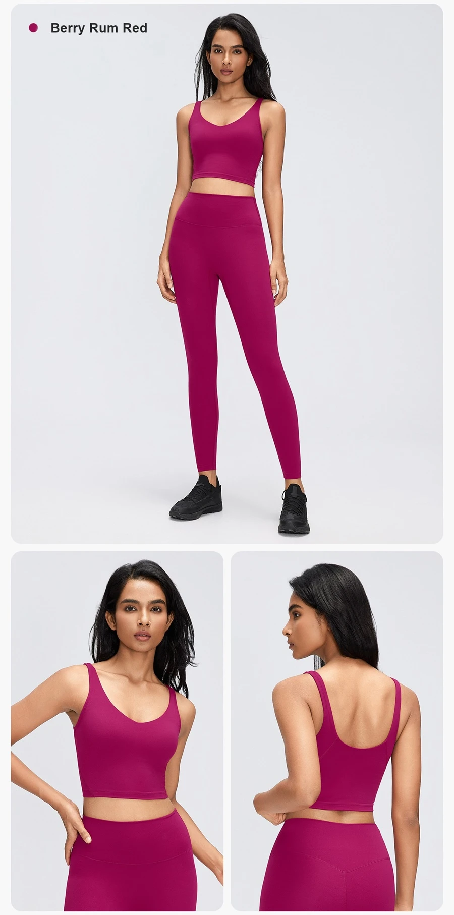 Women's breathable U-back sports bra for Pilates and everyday activewear-berry rum