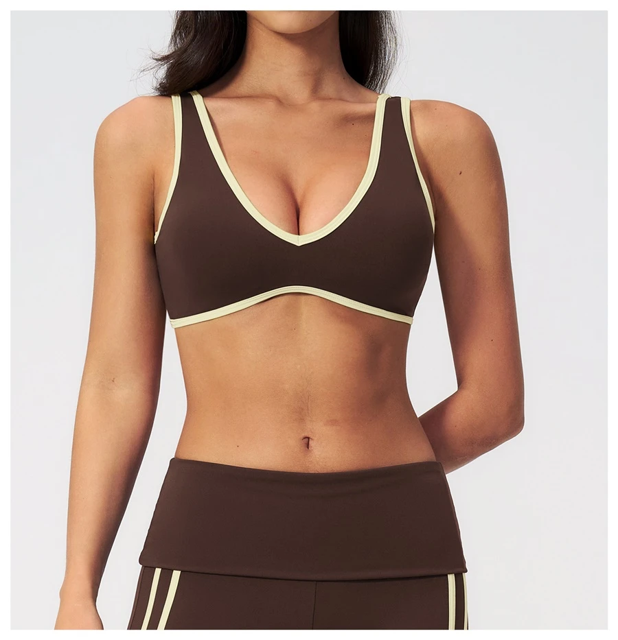 Front View for Open U-back yoga sports bra with removable pads