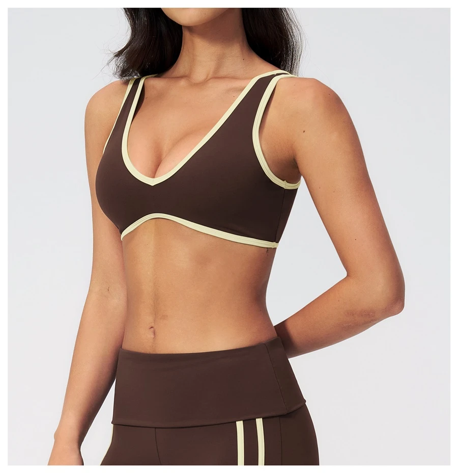 Side View for Open U-back yoga sports bra with removable pads
