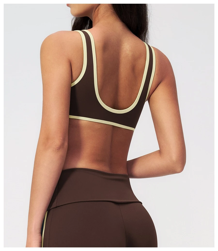 Back View for Open U-back yoga sports bra with removable pads