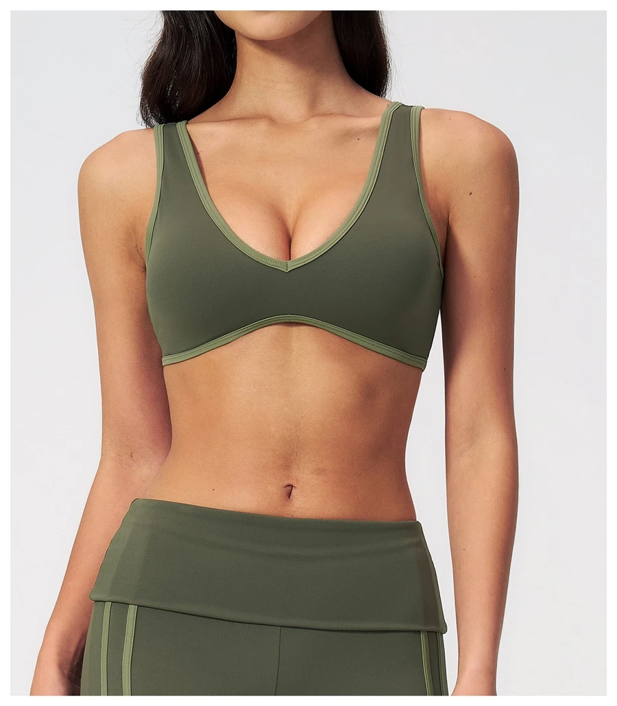 Front View for Women's breathable open-back workout bra for fitness