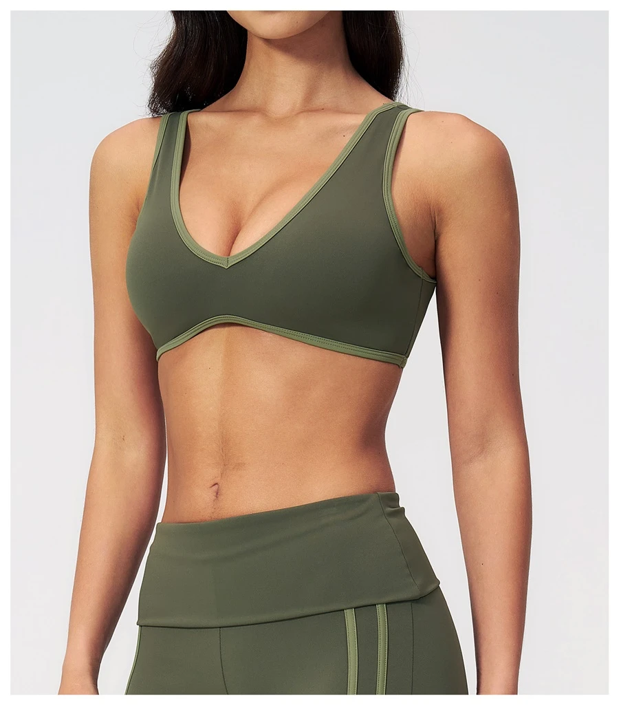 Side View for Women's breathable open-back workout bra for fitness