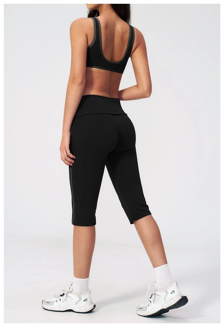 Back View for Women's breathable open-back workout bra for fitness-black