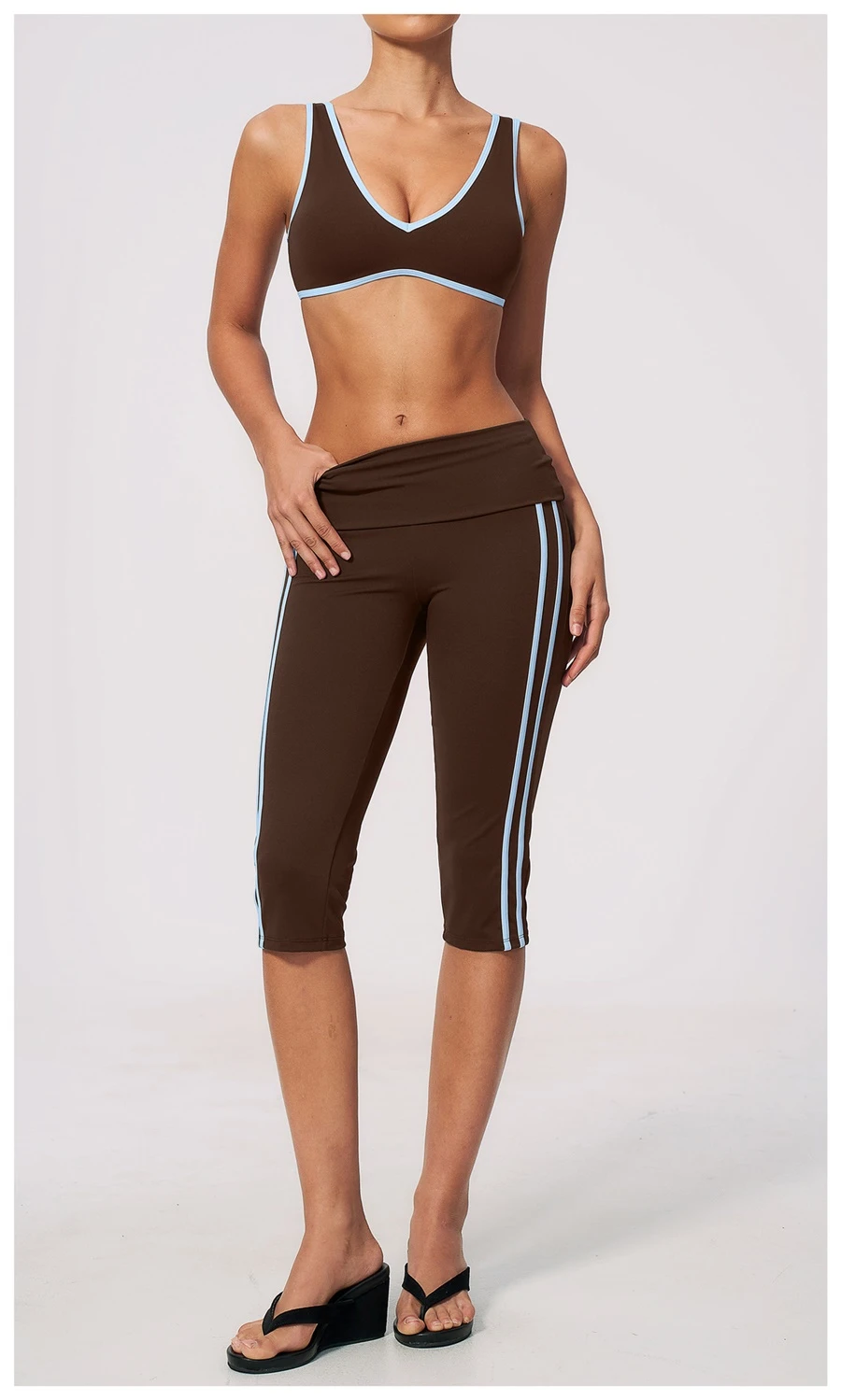 Front View for Soft four-way stretch V-neck sports bra for yoga and running