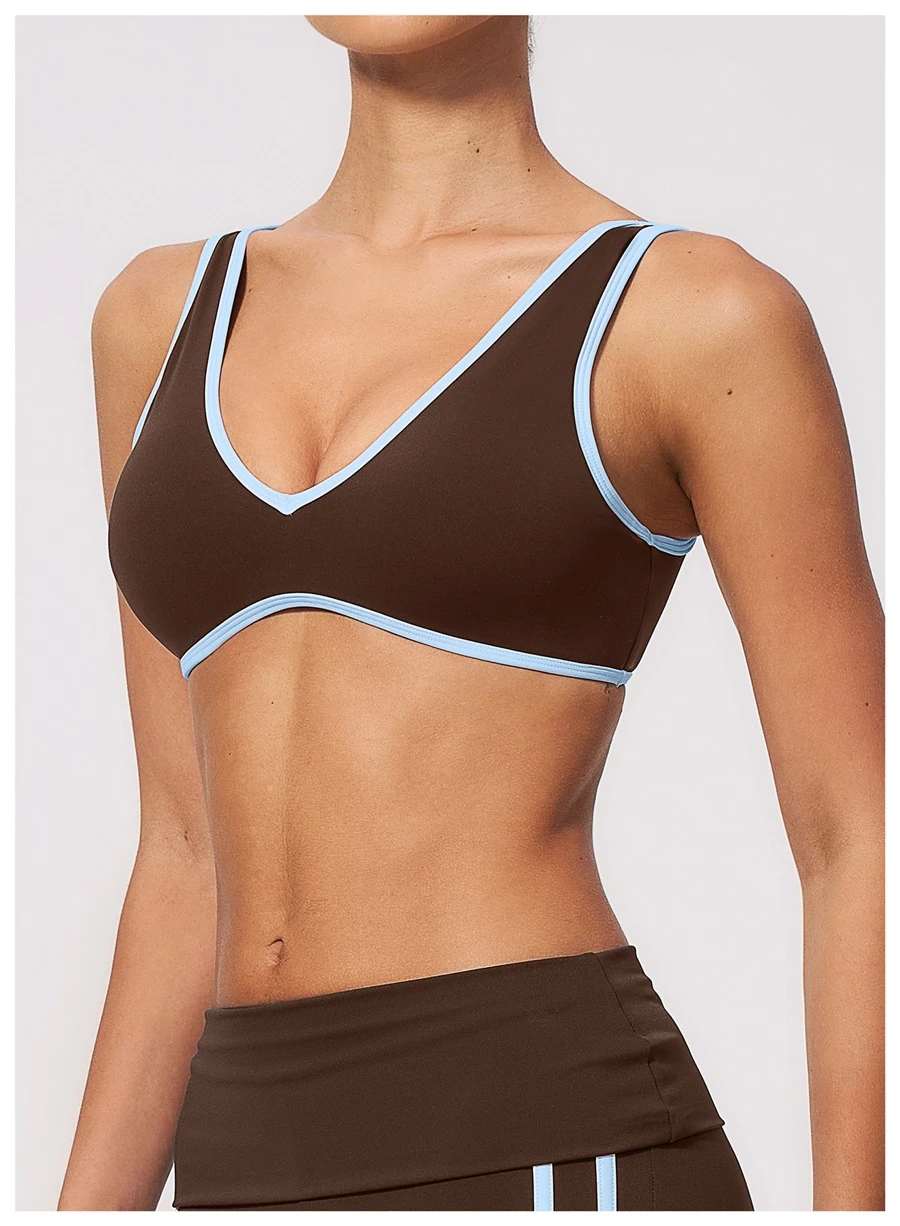 Side View for Soft four-way stretch V-neck sports bra for yoga and running