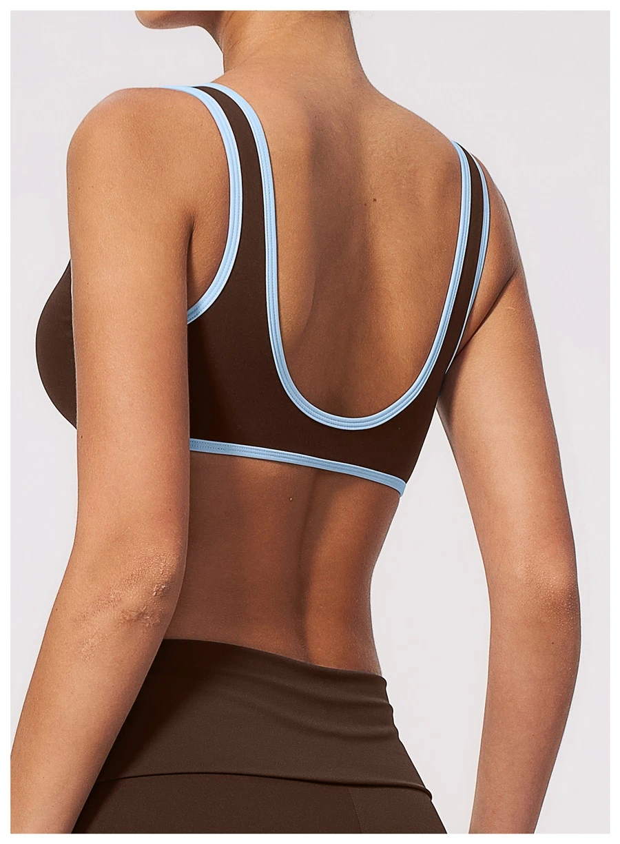 Back View for Soft four-way stretch V-neck sports bra for yoga and running