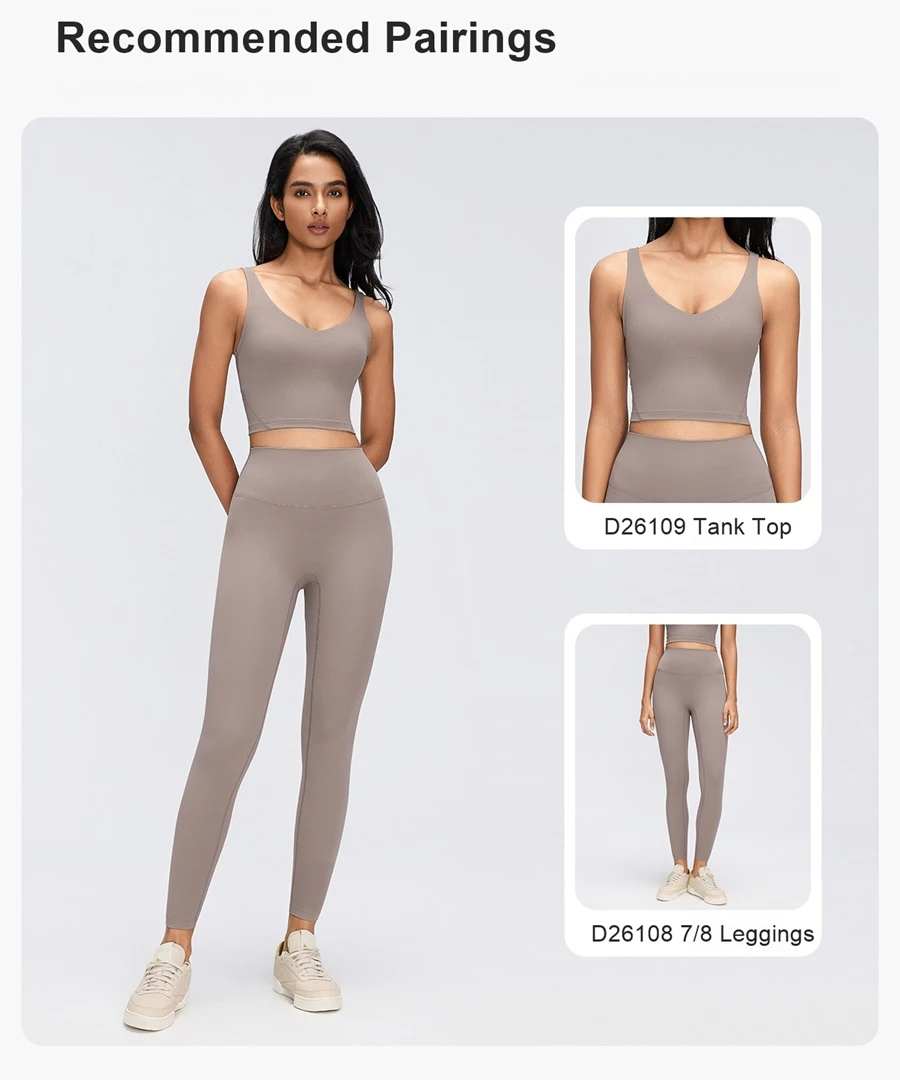 high waist leggings with seamless front and tummy control-matched set