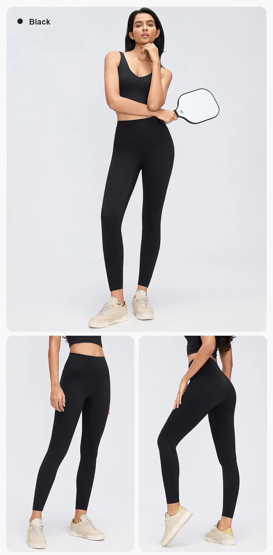 Peach-lifting women's yoga leggings with body-contouring back design-black