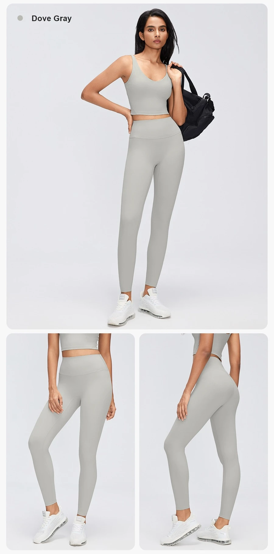 Peach-lifting women's yoga leggings with body-contouring back design-dove gray