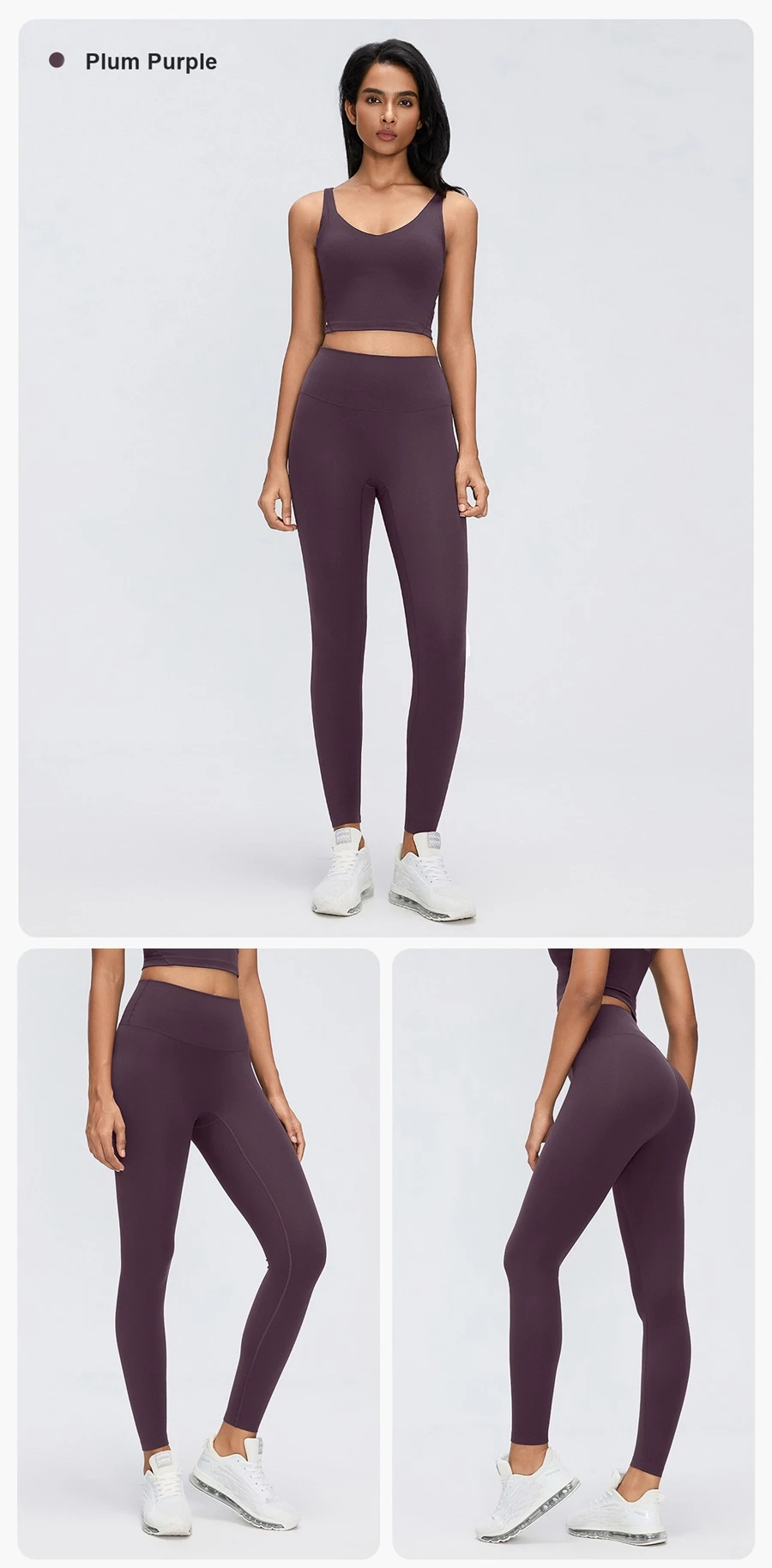 Peach-lifting women's yoga leggings with body-contouring back design-plum