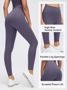 Women's high waist leggings with seamless front and tummy control