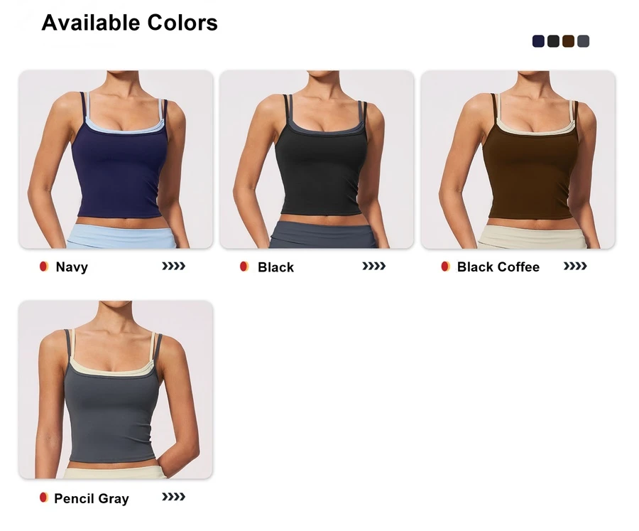 Women's contrast trim faux layered yoga tank top with custom logo-available colors